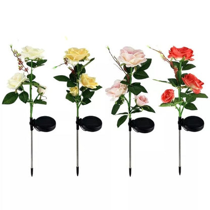 ARTIFICIAL ROSE SOLAR GARDEN STAKE LIGHTS -5 PACKS 3