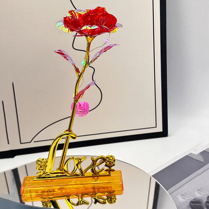 Valentine's Day Crystal Rose with Love Stand 3