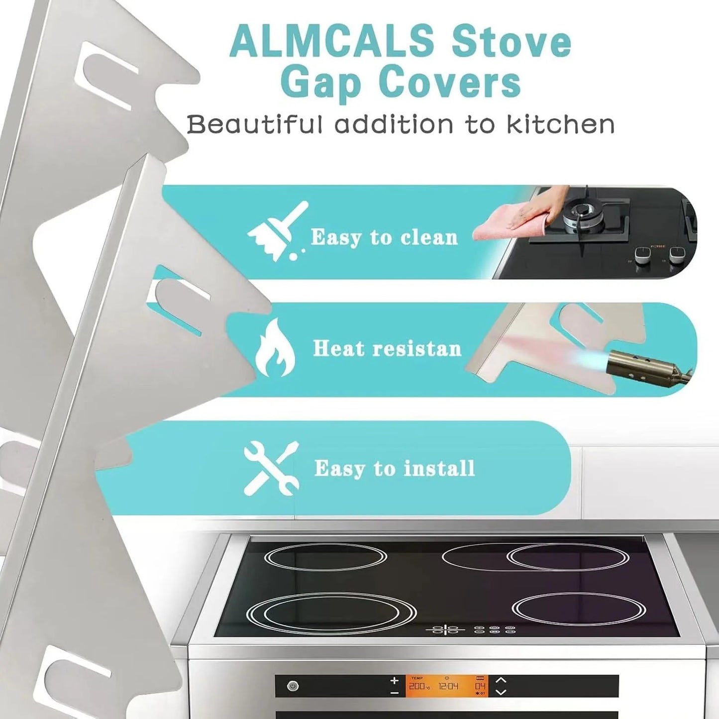 Stainless Steel Stove Gap Covers-2PCS 3