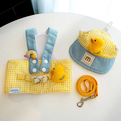 Cute Pet Outfit Set – 3-in-1 Harness, Leash & Cap 3