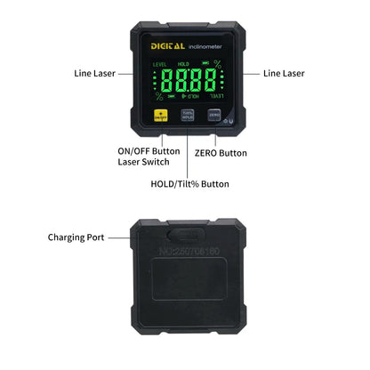 Digital Angle Finder with Laser – 4-Side Magnetic Inclinometer Gauge with Backlight 3