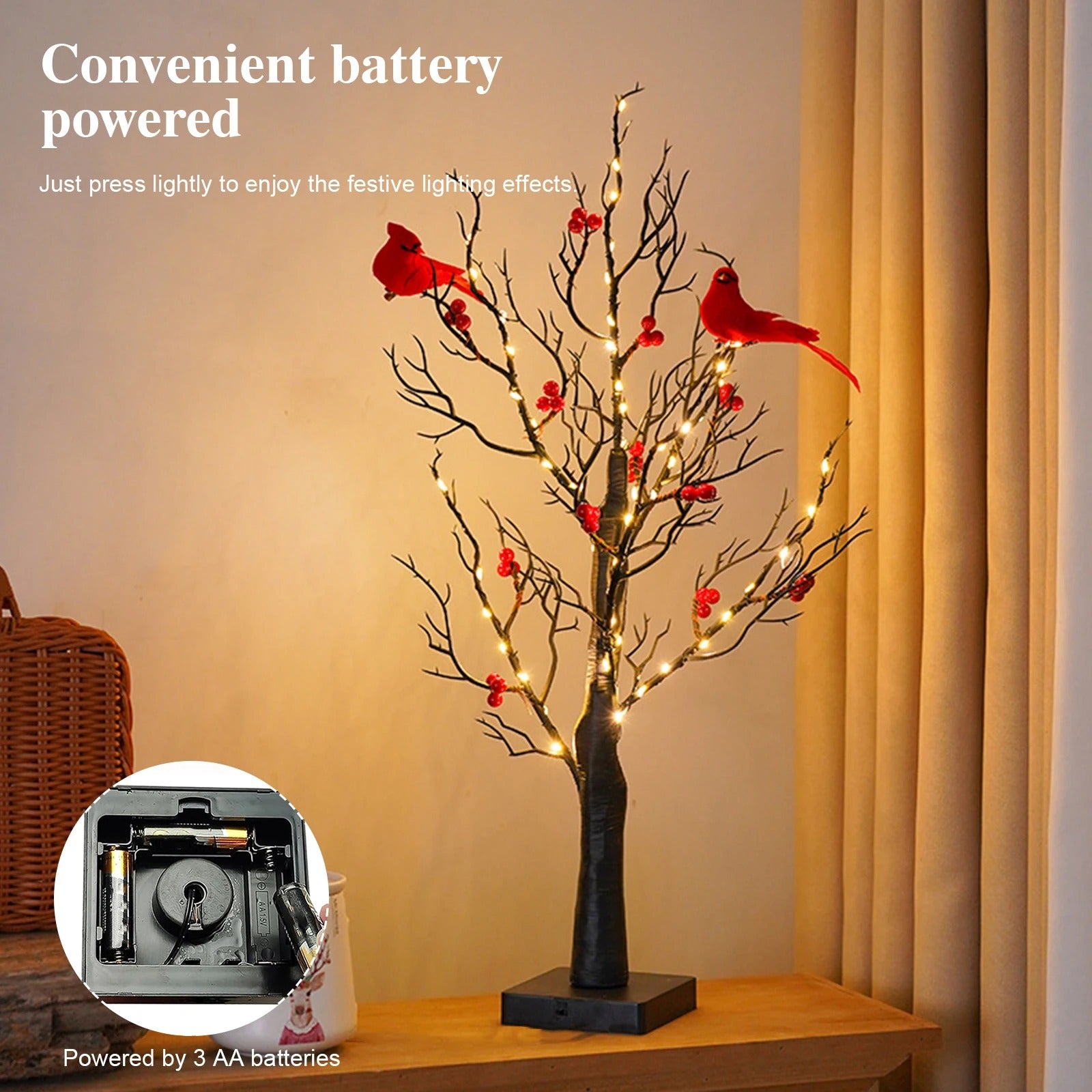 Vintage Glowing Tree with Cardinals 3