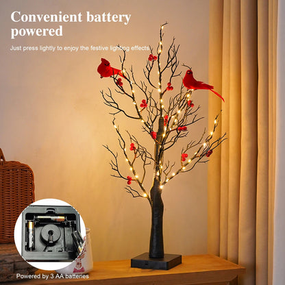 Vintage Glowing Tree with Cardinals 3