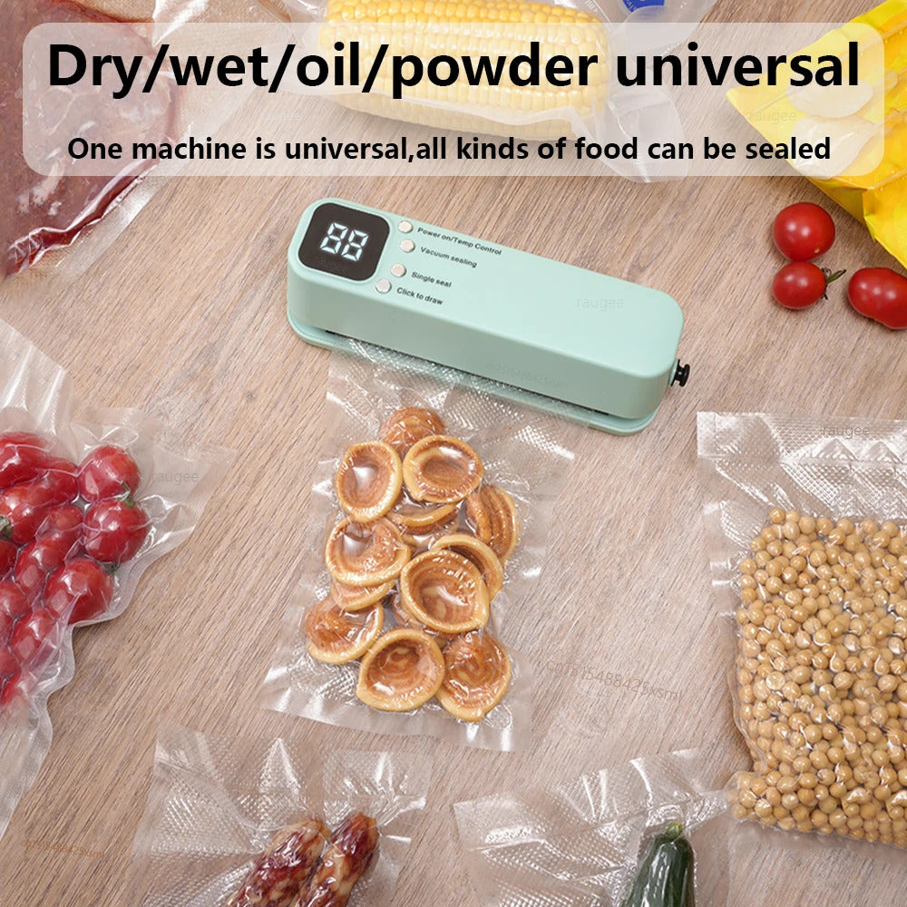 3-in-1 Mini Vacuum Sealer – Portable Food Sealing Machine with 15 Bags, Wet & Dry Modes, Digital Timer for Home & Travel 3