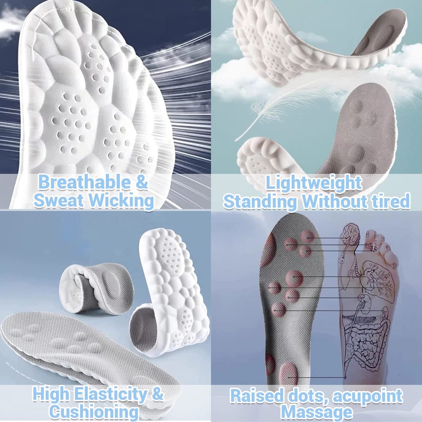 4D Orthopedic Sport Insoles Soft Breathable High-elasticity Shock 3