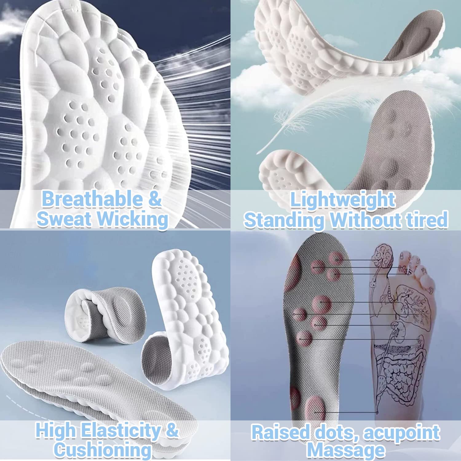 4D Orthopedic Sport Insoles Soft Breathable High-elasticity Shock 3