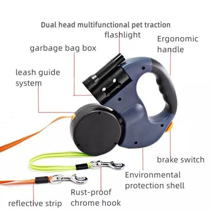 Dual Reflective Retractable 360°  Zero Tangle Dog Leash 3