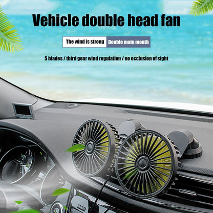 360° Rotatable Car Cooling Dual Fan 3