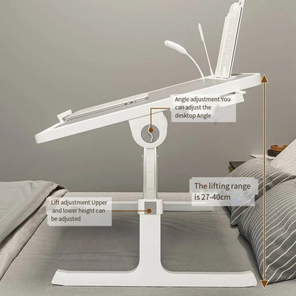Adjustable Multifunction Bed Desk with LED Lamp & Device Holder 3