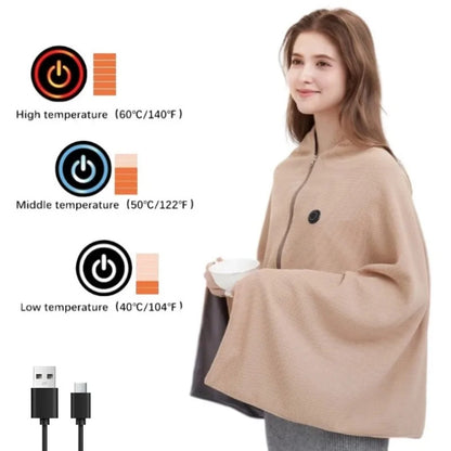 Portable Electric Heated Soft Zipper Shawl Blanket 3