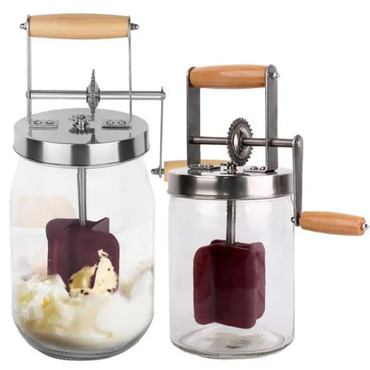 Hand Crank Butter Maker – Mason Jar Butter Churner with Wooden Handle for Homemade Butter 3