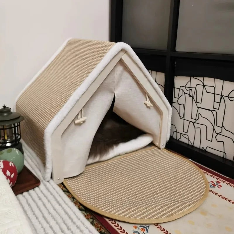 Cozy Cabin Cat House & Scratch Lodge 3
