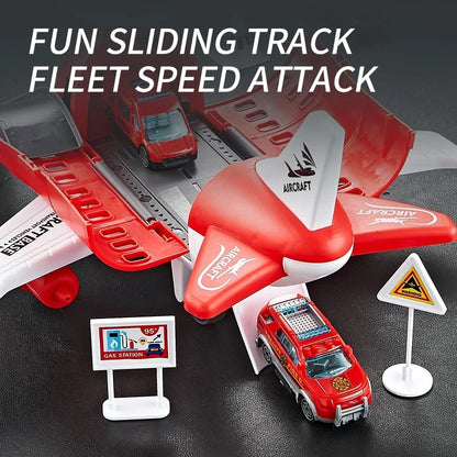 Transformable Airplane Transport Playset for Kids 3