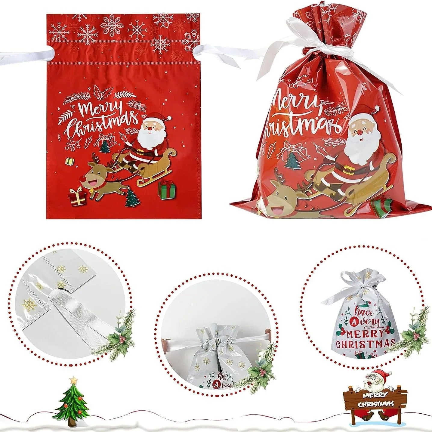 Drawstring Christmas Gift Bags-15PCS 3