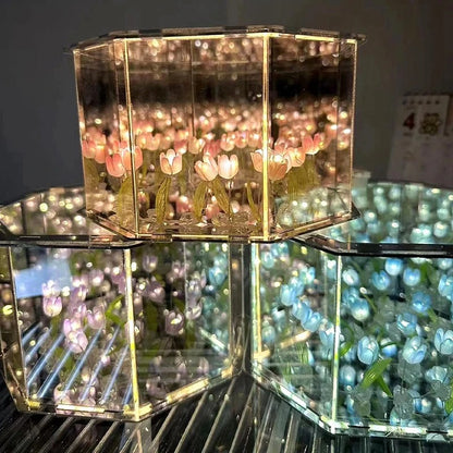 DIY Flowers Mirror Cube Lamp 3