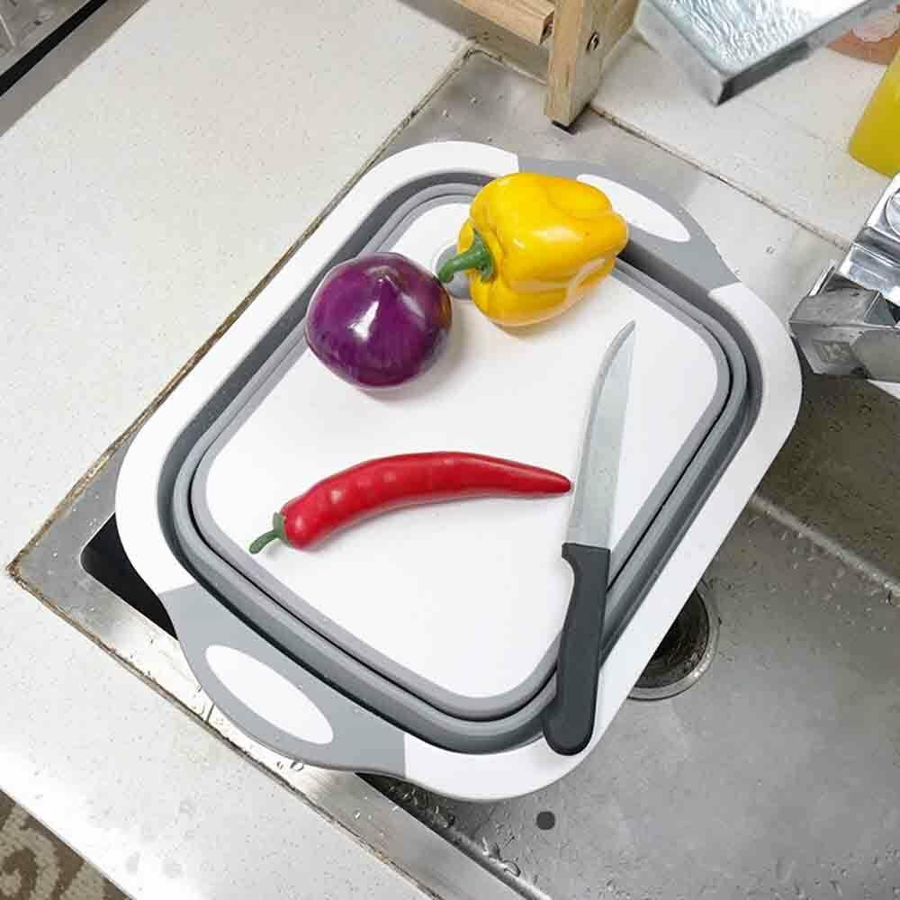 Collapsible Dish Tub&Cutting Board With Draining Plug 3