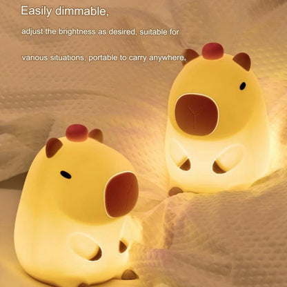 Cute Capybara LED Night Light – Rechargeable Squishy Animal Lamp with 2-Level Dimming & Timer, Touch Bedside Light for Kids & Nursery Decor 3