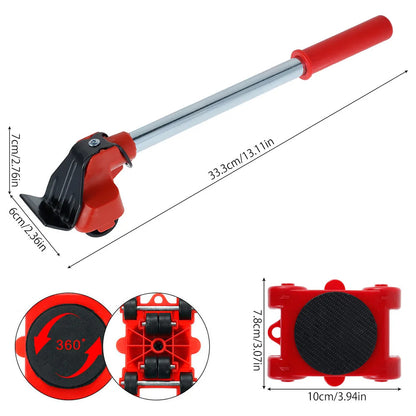 Heavy Furniture 360° Rotating Mover Roller Set with Lifter Tool 3