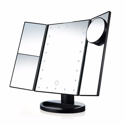 Foldable Triple-Panel LED Makeup Mirror 3