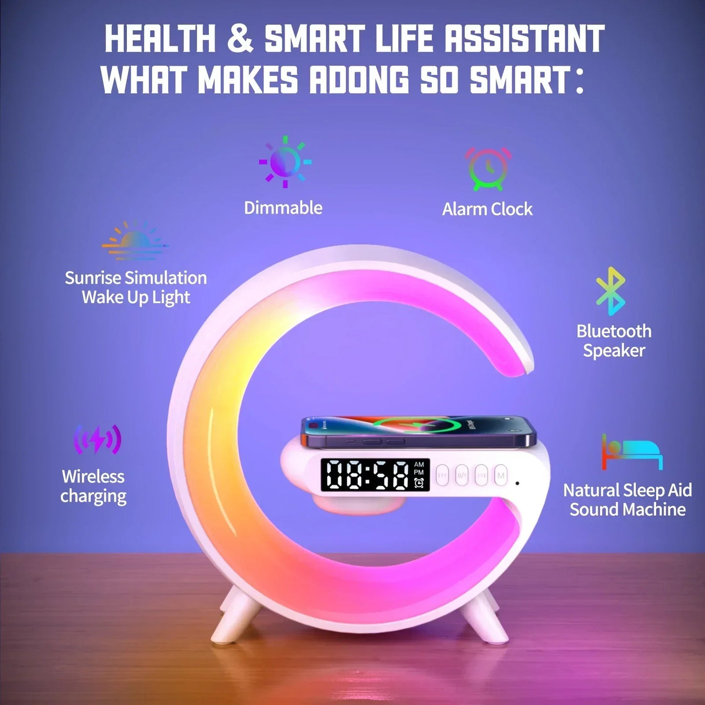 G Atmosphere Light Wireless Charger Speaker Clock 3