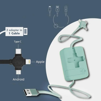 3 in 1 All USB Types Retractable Charging Cable Box 3