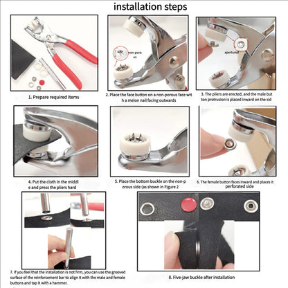 Snap Button Kit with Pliers – Complete Hand Press Set for Sewing, DIY Crafts, Clothes & Hats 3
