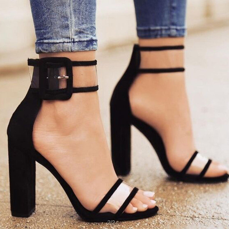 Sexy Transparent Ankle Thick High Heels 1