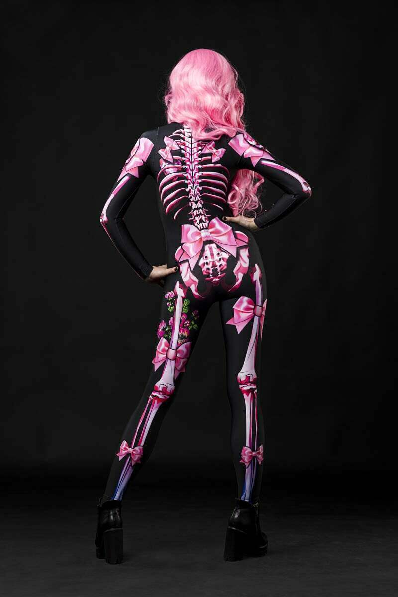 Full body pink sugar skull skeleton jumpsuit 3