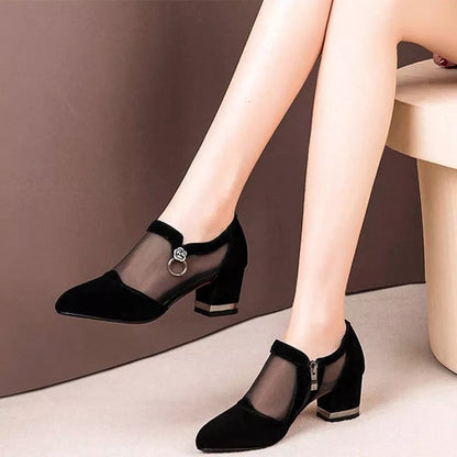 Women's Mesh Hollow-out Flower Low Heel Sandals 2