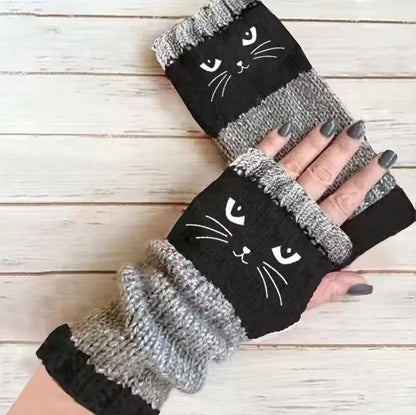 Cozy Cat Knit Fingerless Hand Warmers 3