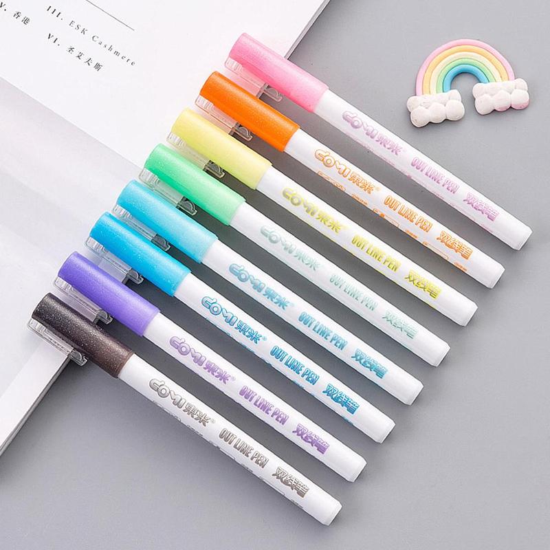 Double Line Metallic Fluorescent Pen 3