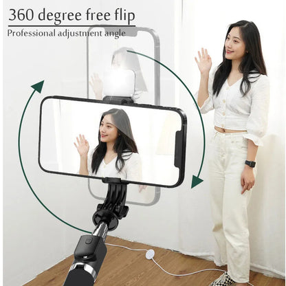 6 in 1 Wireless Bluetooth Selfie Stick With Fill Light 3