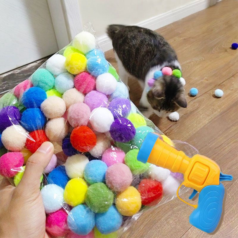 Cat Plush Silent Ball Gun Interactive Toy 3