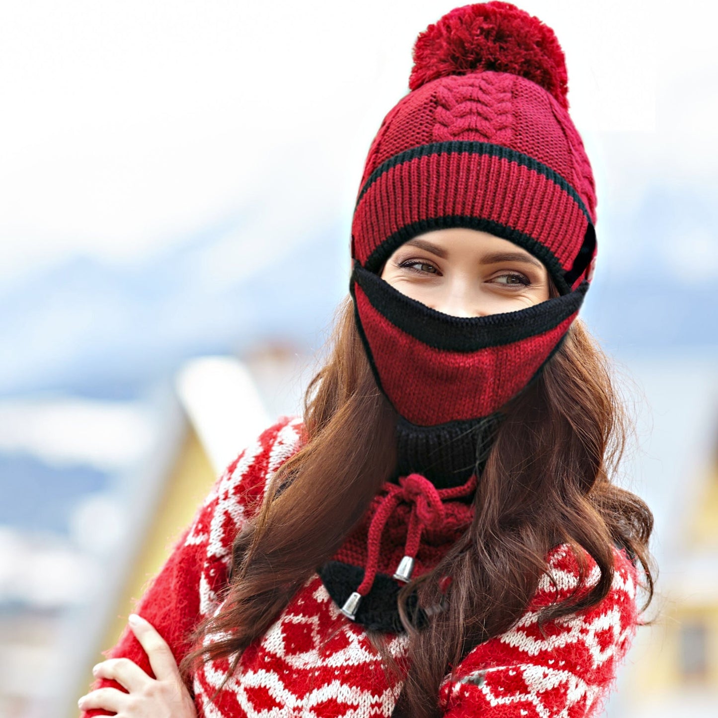 3 in 1 Women's Winter Knitted Beanie 3