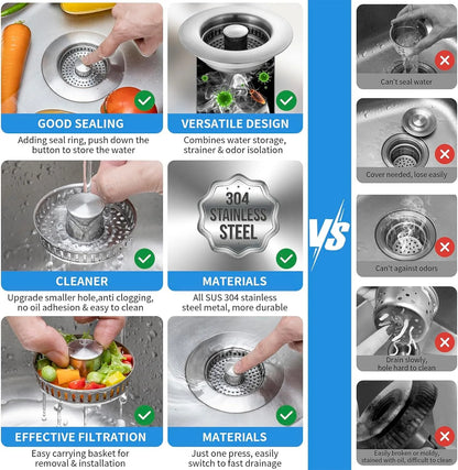 3-in-1 Stainless Steel Sink Drain Strainer 3