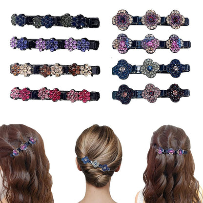 Sparkling Crystal Stone Braided Hair Clips-4pcs 4