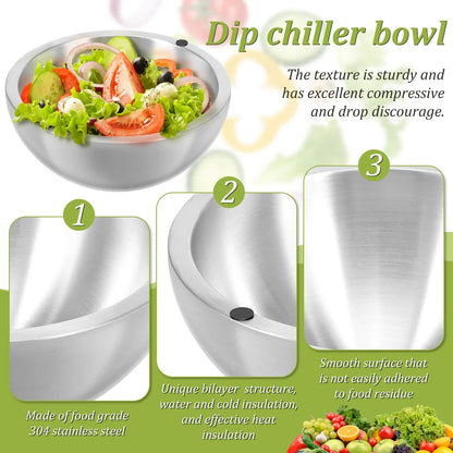 Stainless Steel Double-Wall Ice Chiller Serving Bowl 4