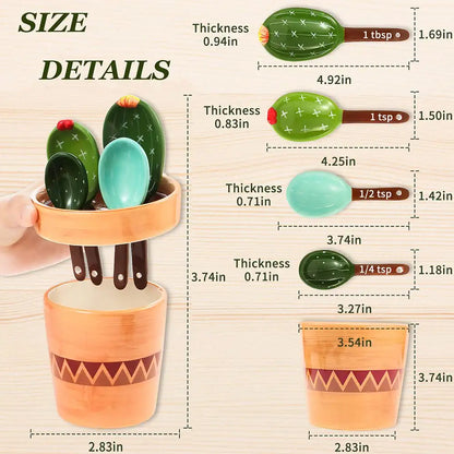 Cactus Ceramic Measuring Spoon Set 4