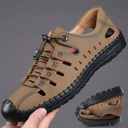 Men's Sandals Summer Beach Genuine Leather Shoes 4