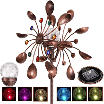 Solar Powered Glass Ball Wind Spinner 4