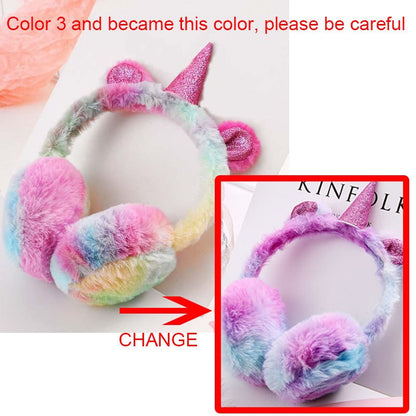 Unicorn Gradient Plush Warm Earmuffs For Kids 4