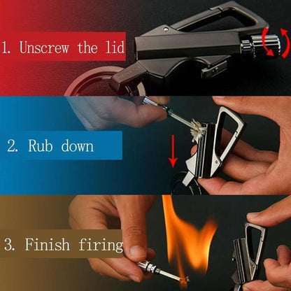 KEYCHAIN FLINT FIRE STARTER SURVIVAL TOOL 4