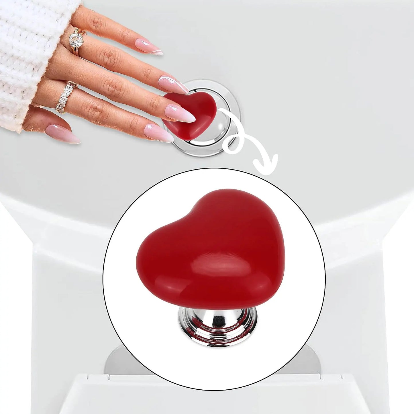 Heart-Shaped Toilet Flush Button Cover 4