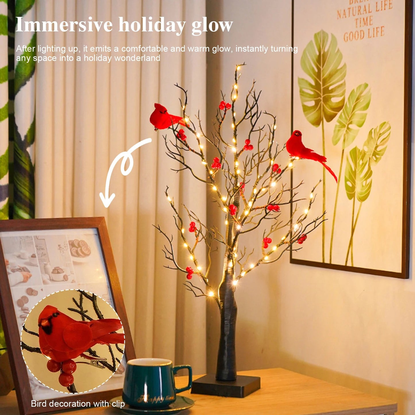 Vintage Glowing Tree with Cardinals 4
