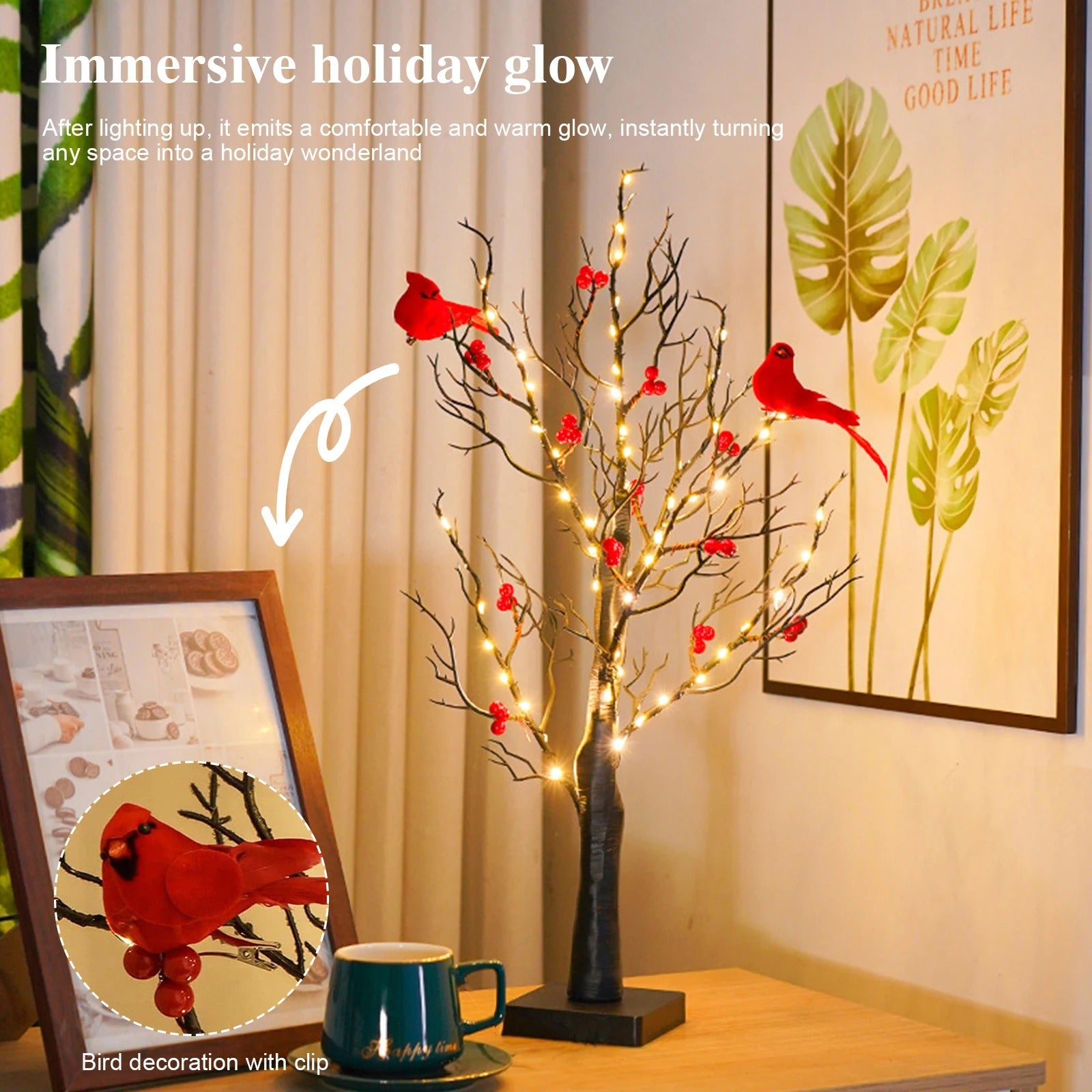Vintage Glowing Tree with Cardinals 4