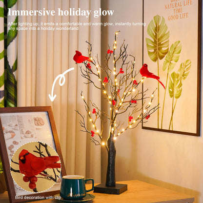 Vintage Glowing Tree with Cardinals 4