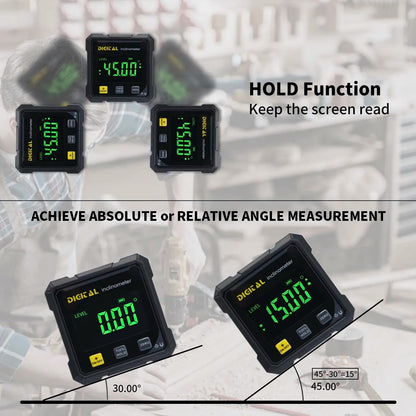 Digital Angle Finder with Laser – 4-Side Magnetic Inclinometer Gauge with Backlight 4