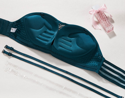 Lace Bandeau Drawstrings Push Up Bra 4