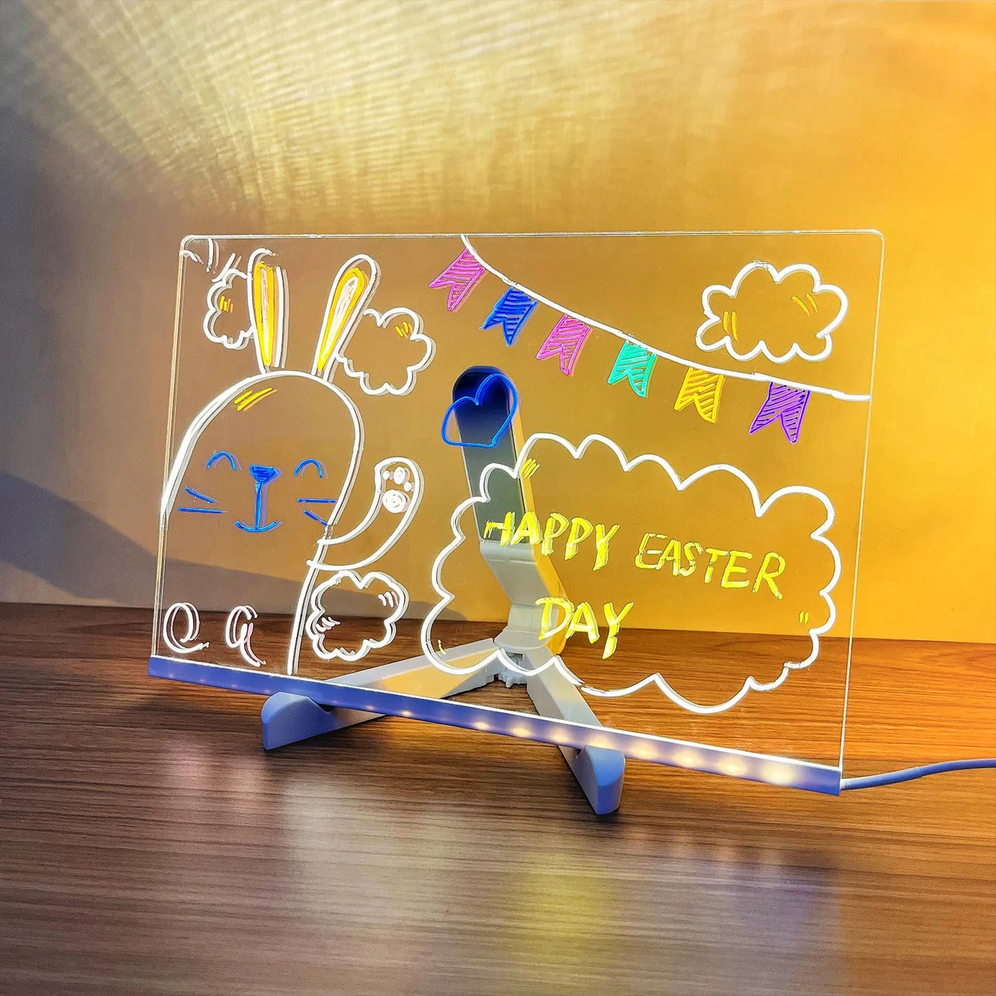 LED Acrylic Message Board – Erasable Glowing Memo Night Light with USB Power 4