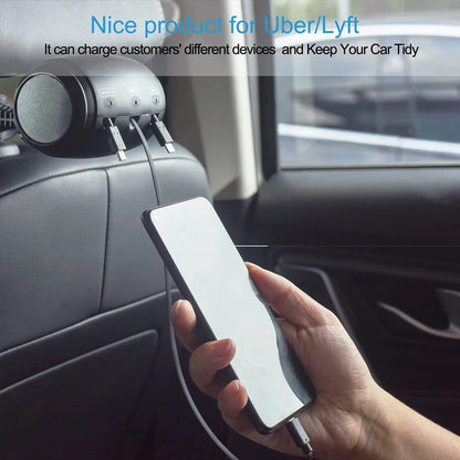 3-in-1 Retractable Backseat Car Charging Station – 36W Fast Charger for All Phones, Headrest Mount for Uber, Lyft, Taxi & Rideshare 4